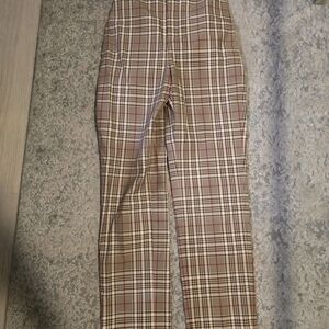 Scanlan Theodore Plaid Straight Leg Pants - Brown and Red